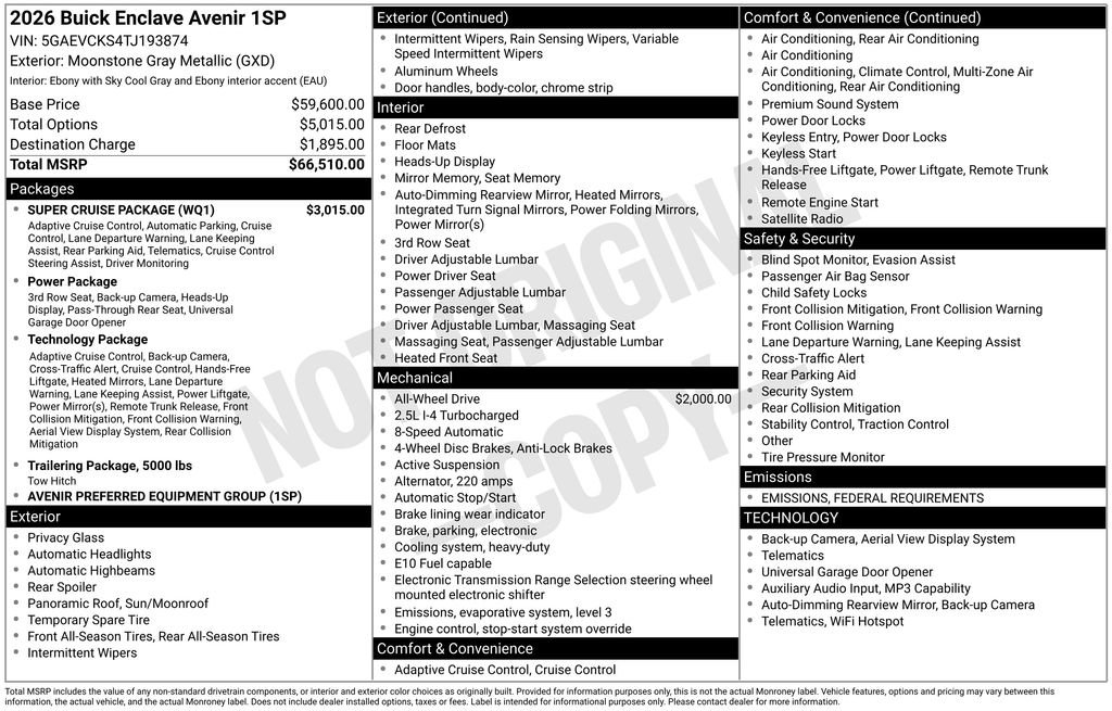 New 2026 Buick Enclave Avenir w/ Super Cruise Package image 35