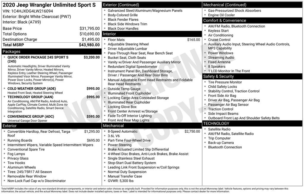 Used 2020 Jeep Wrangler Unlimited Sport S image 34