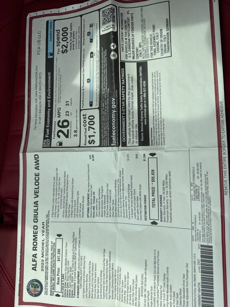 Used 2022 Alfa Romeo Giulia Veloce image 66