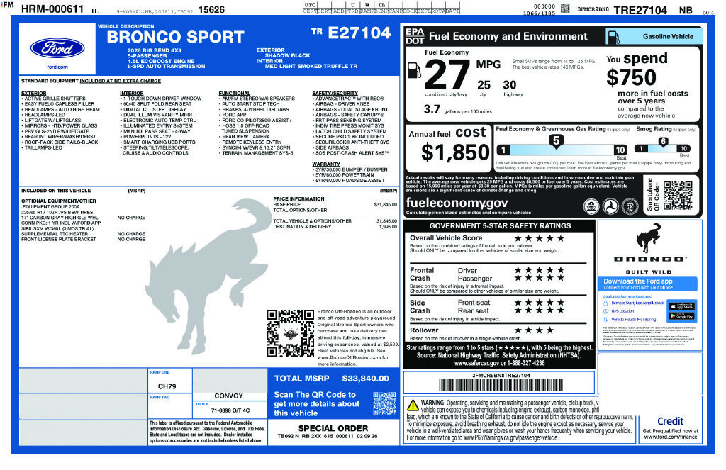 Used 2026 Ford Bronco Sport Big Bend AWD/4WD image 38