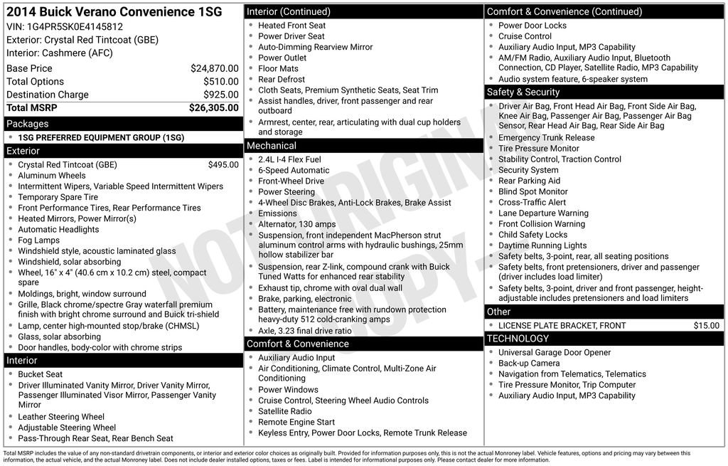 Used 2014 Buick Verano Convenience FWD image 4