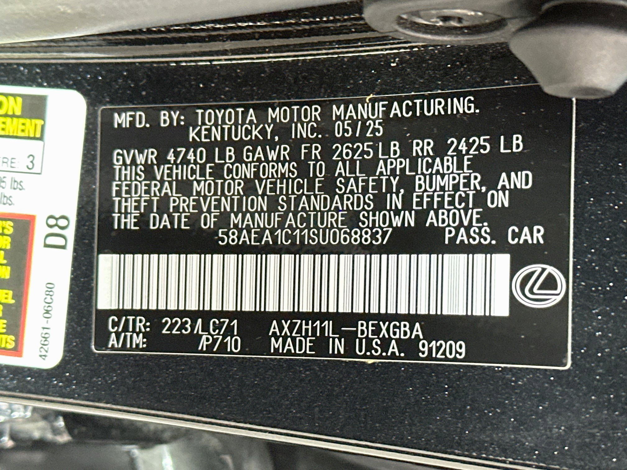 Certified 2025 Lexus ES 300h w/ Accessory Package (Z2) FWD image 30