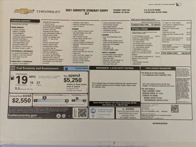 Used 2021 Chevrolet Corvette Stingray Premium Cpe w/ Z51 Performance Package image 23