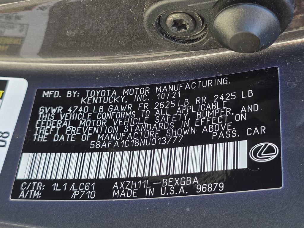 Certified 2022 Lexus ES 300h Ultra Luxury w/ Accessory Package 2 FWD image 13