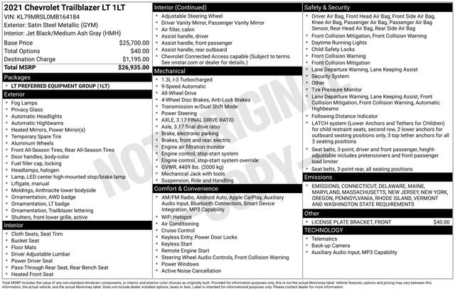 Used 2021 Chevrolet TrailBlazer LT image 24