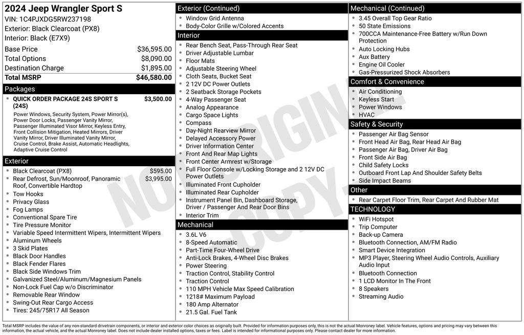 Certified 2024 Jeep Wrangler Unlimited Sport AWD/4WD image 7
