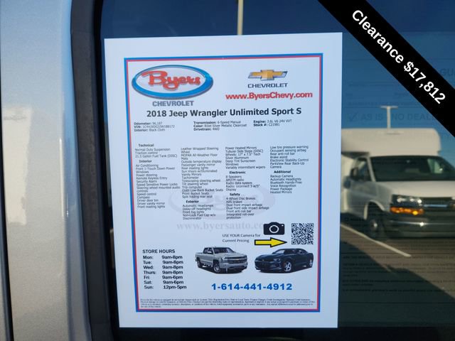 Used 2018 Jeep Wrangler Unlimited Sport S image 10