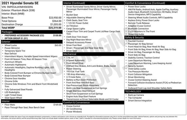 Used 2021 Hyundai Sonata SE w/ Preferred Accessory Package FWD image 29
