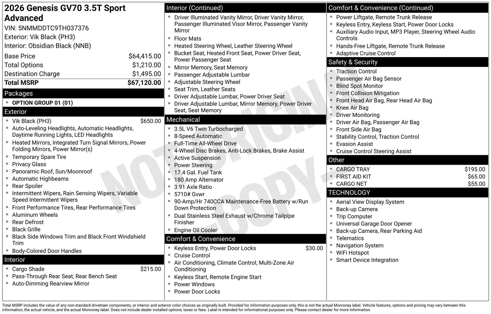 Used 2026 Genesis GV70 3.5T Sport Advanced image 35