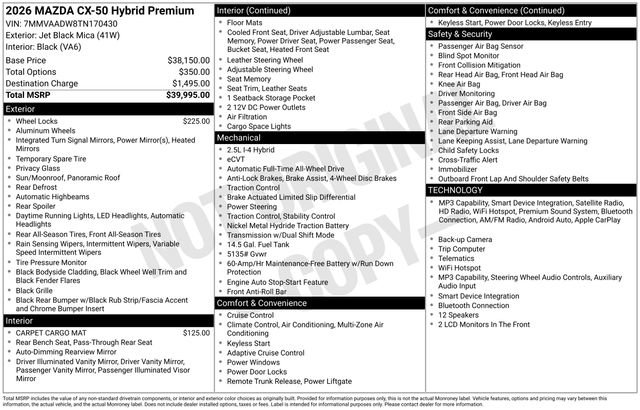 New 2026 MAZDA CX-50 AWD 2.5 Hybrid w/ Premium Pkg image 4
