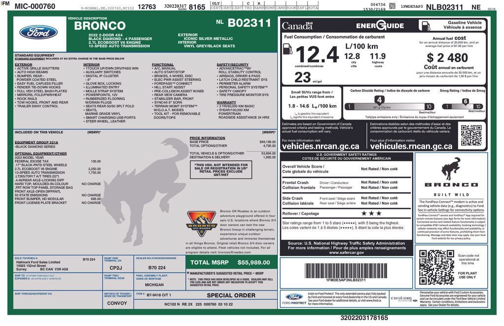 Used 2022 Ford Bronco Black Diamond AWD/4WD image 42
