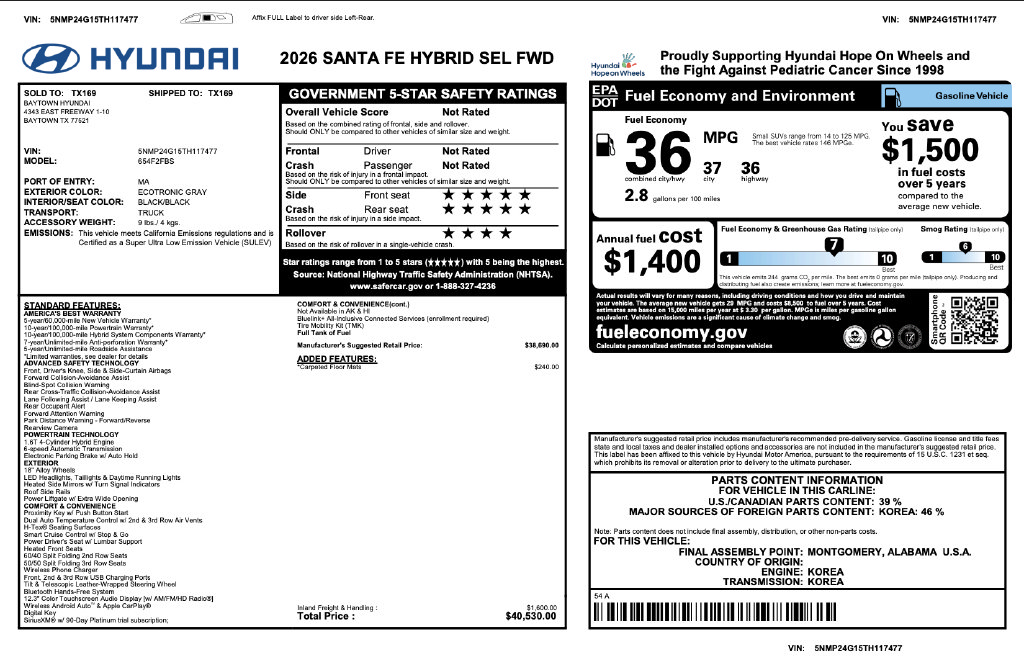 Certified 2026 Hyundai Santa Fe SEL FWD image 3