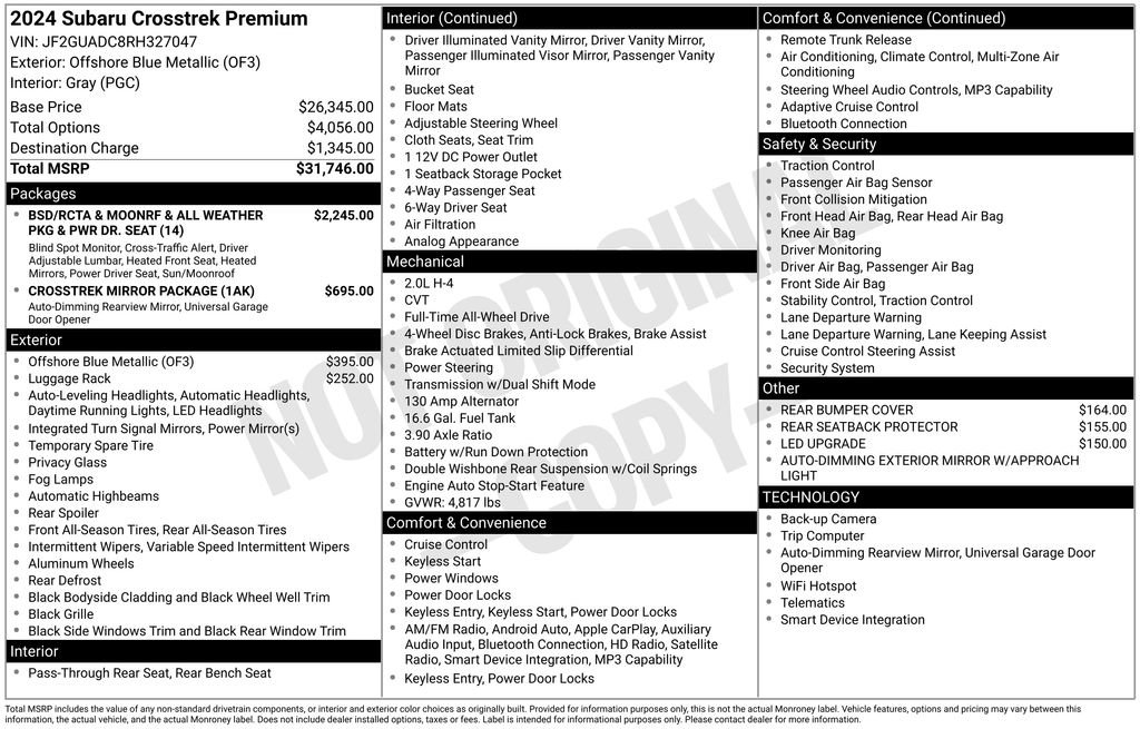 Used 2024 Subaru Crosstrek 2.0i Premium image 29