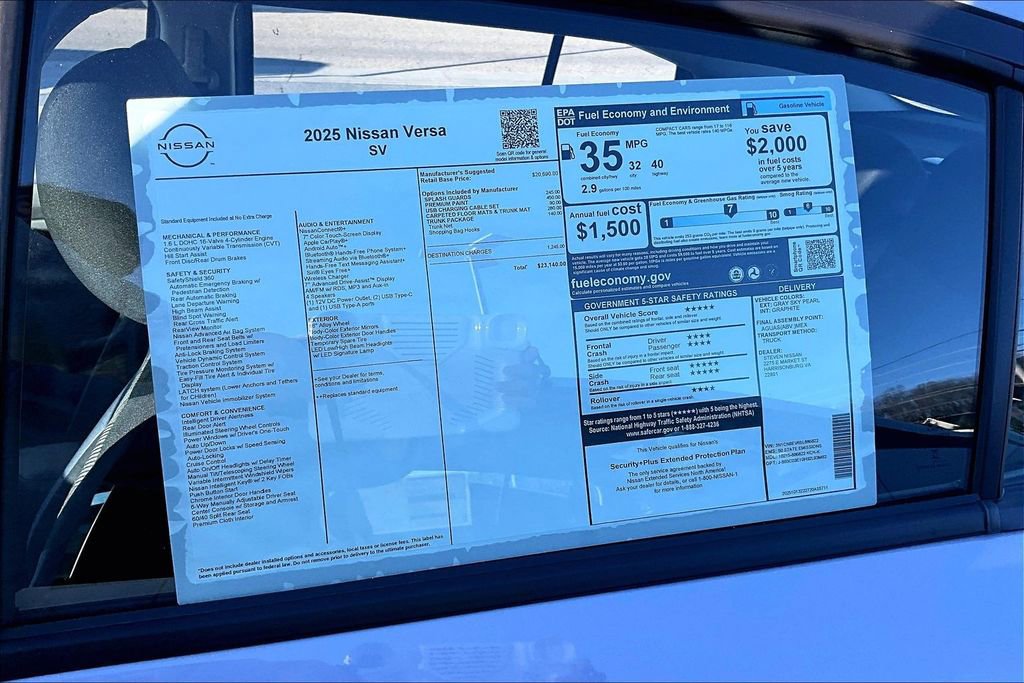 New 2025 Nissan Versa SV w/ Trunk Package FWD image 33