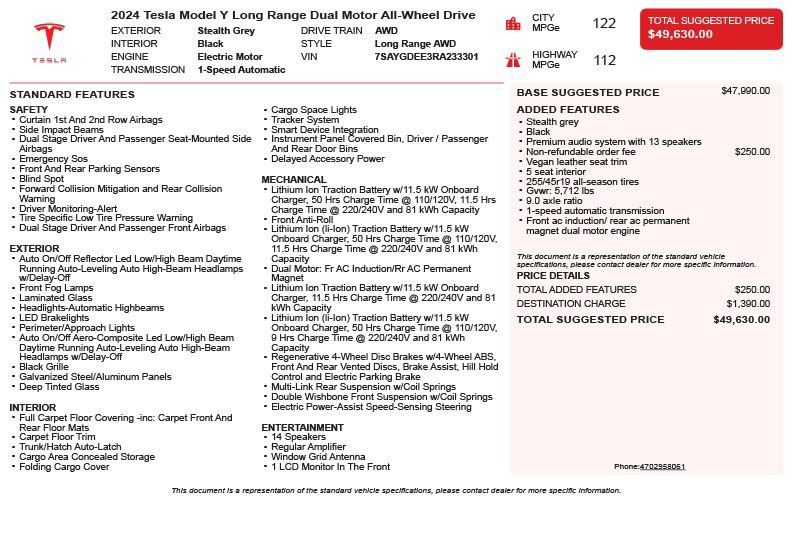 Used 2024 Tesla Model Y Long Range AWD/4WD image 3