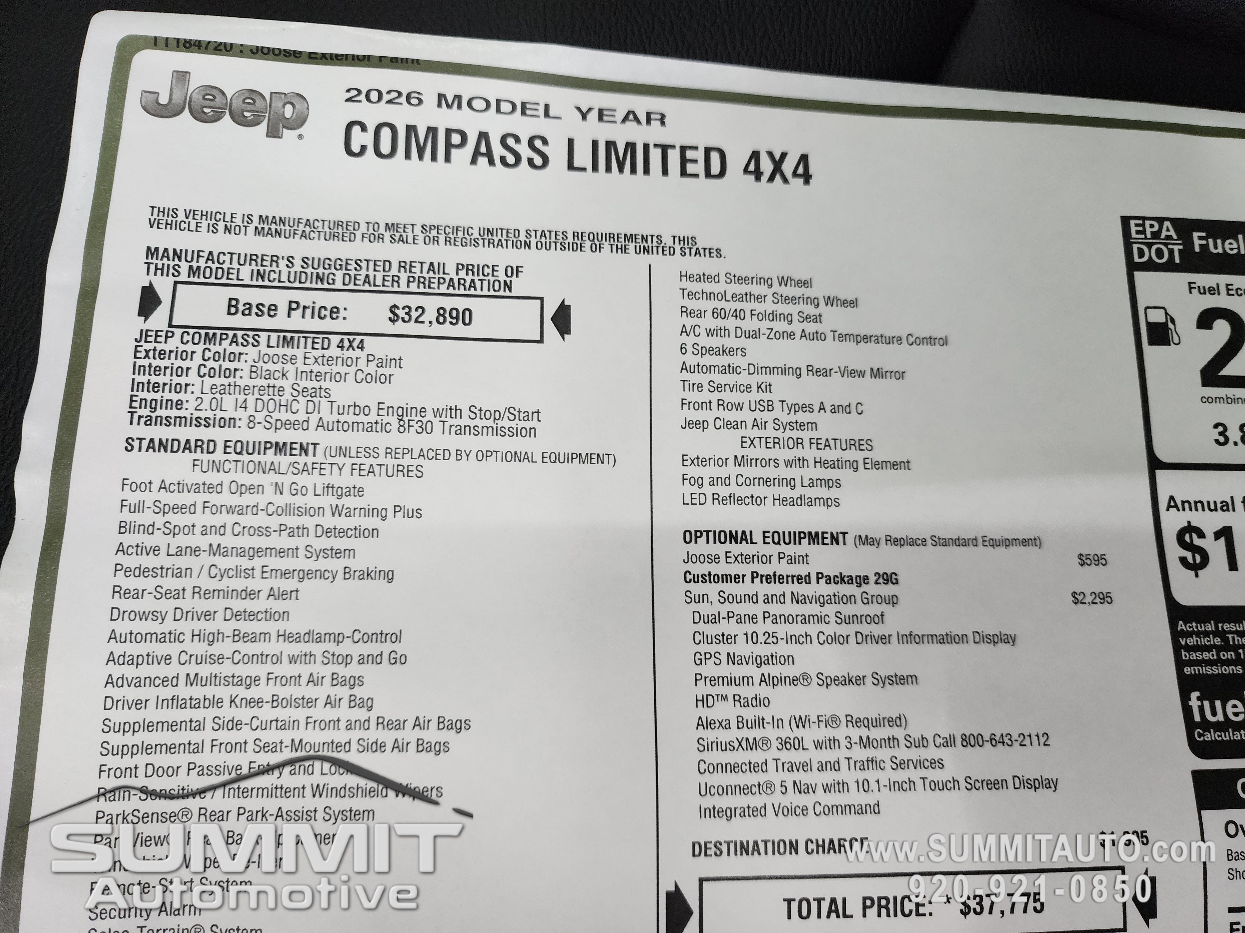 New 2026 Jeep Compass Limited w/ Sun, Sound & Navigation Group image 38