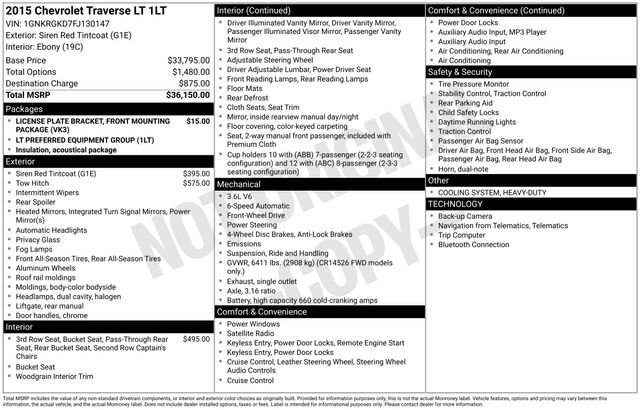 Used 2015 Chevrolet Traverse LT image 36