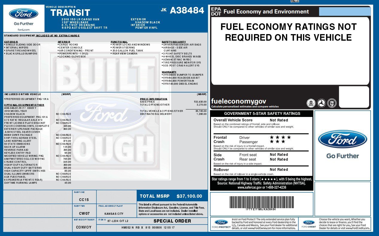 Used 2018 Ford Transit 150 130 Low Roof w/ Exterior Upgrade Package image 7