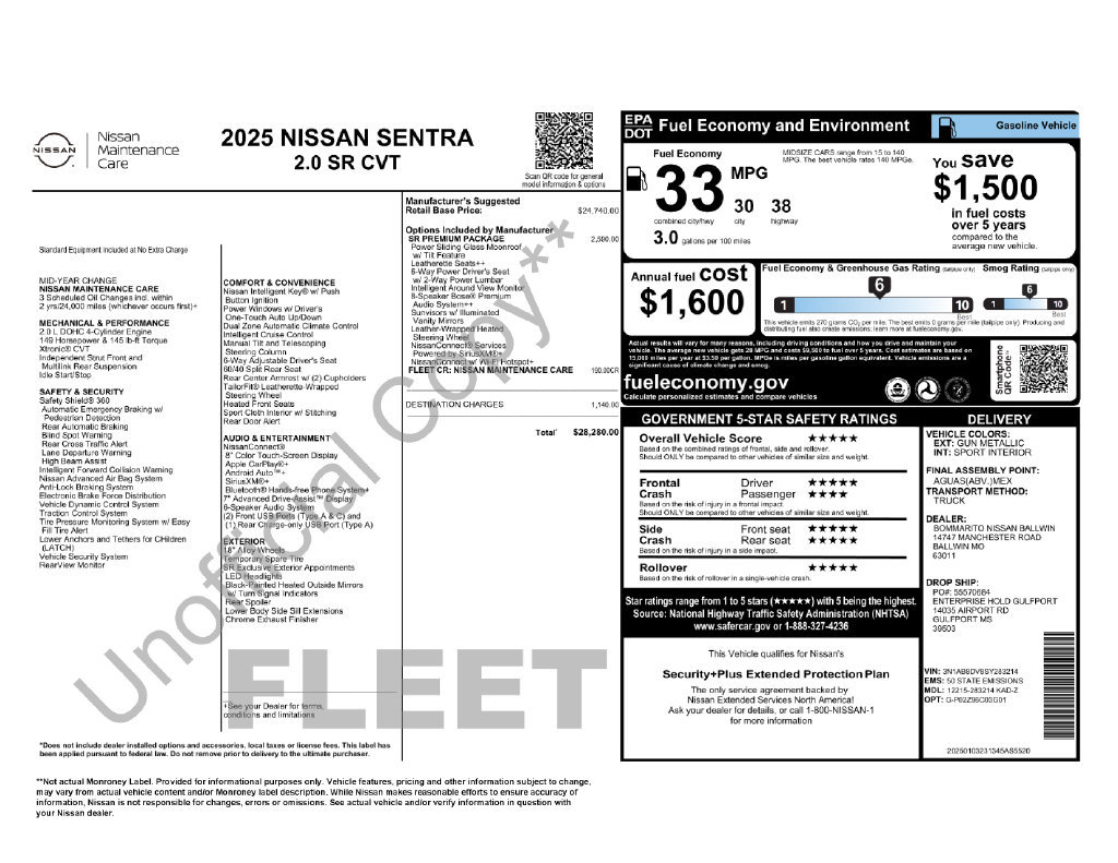 Used 2025 Nissan Sentra SR w/ SR Premium Package FWD image 29