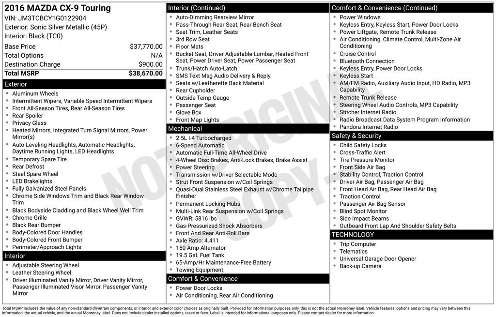 Used 2016 MAZDA CX-9 Touring image 42