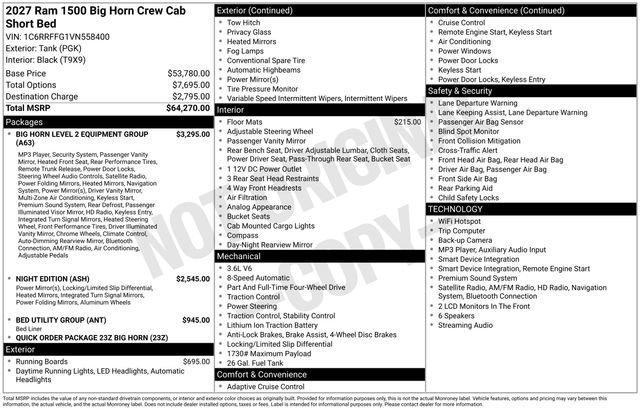 New 2027 RAM 1500 Big Horn AWD/4WD image 4