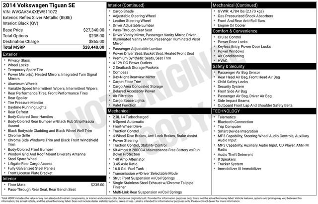 Used 2014 Volkswagen Tiguan SE FWD image 2