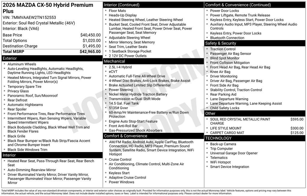 New 2026 MAZDA CX-50 2.5 Hybrid w/ Premium Plus Pkg image 4