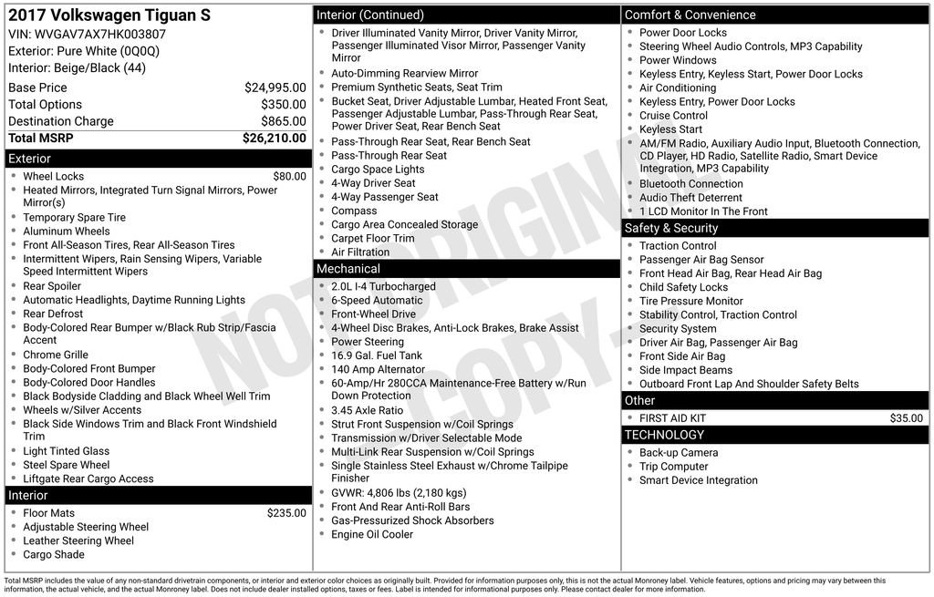 Used 2017 Volkswagen Tiguan S image 36