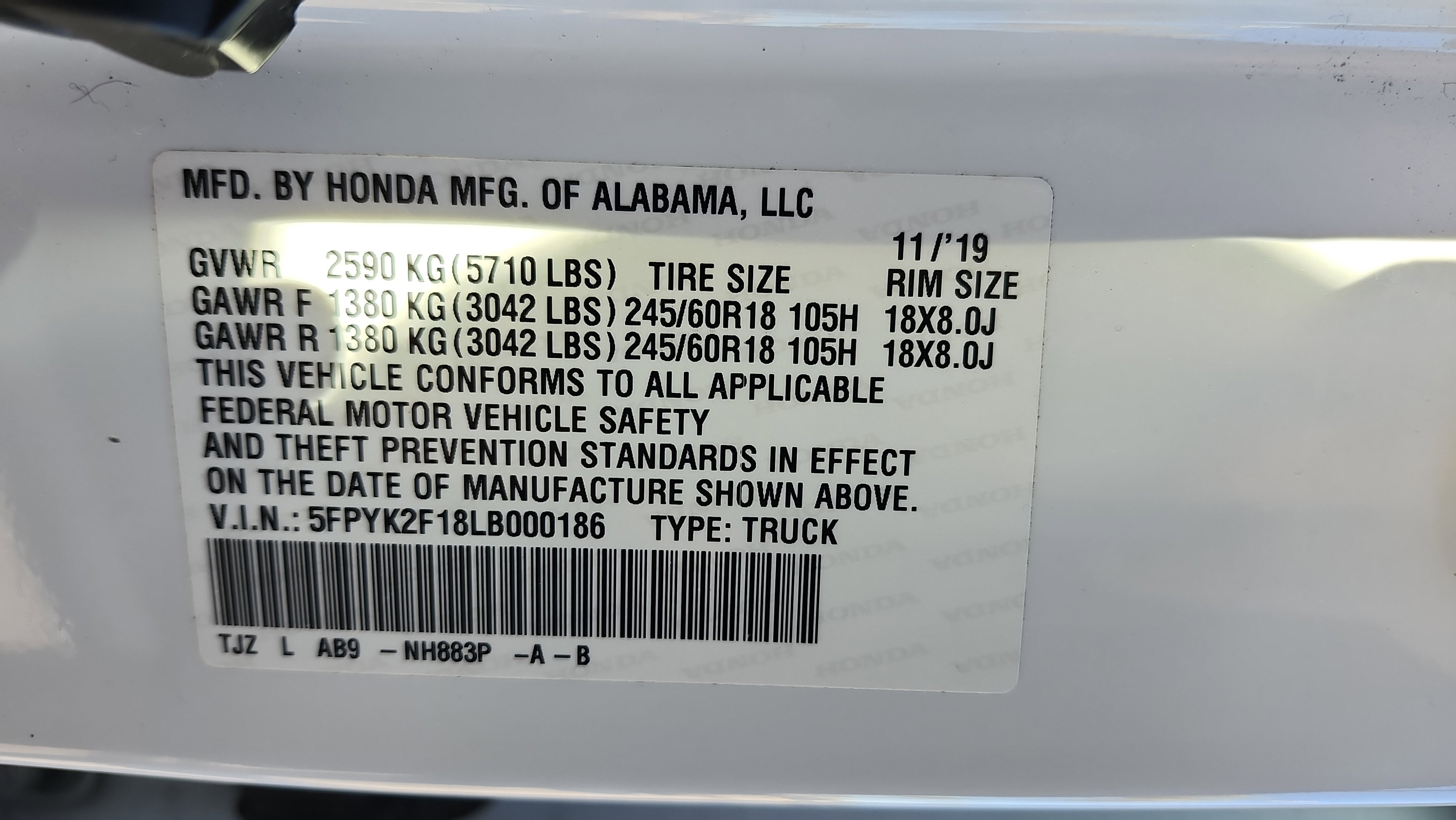 Certified 2020 Honda Ridgeline Sport image 18