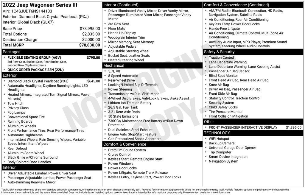 Used 2022 Jeep Wagoneer Series III w/ Flexible Seating Group image 3