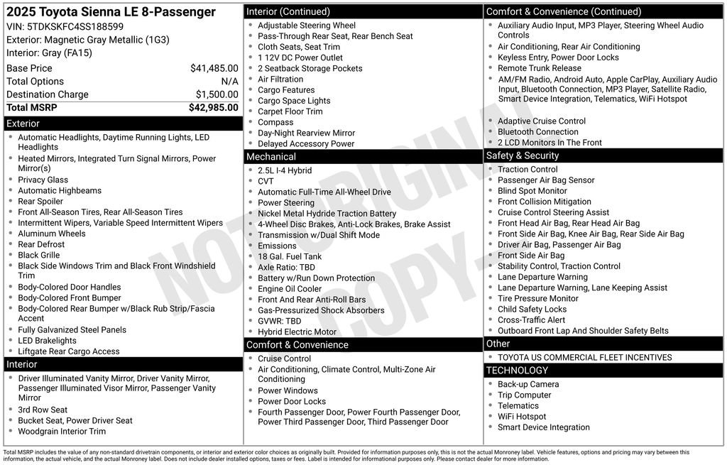 Used 2025 Toyota Sienna LE image 32
