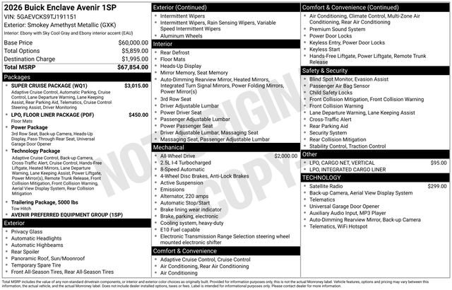 New 2026 Buick Enclave Avenir w/ Super Cruise Package AWD/4WD image 4