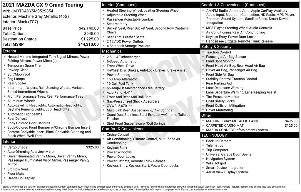 Used 2021 MAZDA CX-9 Grand Touring image 15