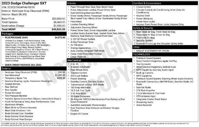 Used 2023 Dodge Challenger SXT w/ Plus Package RWD image 5