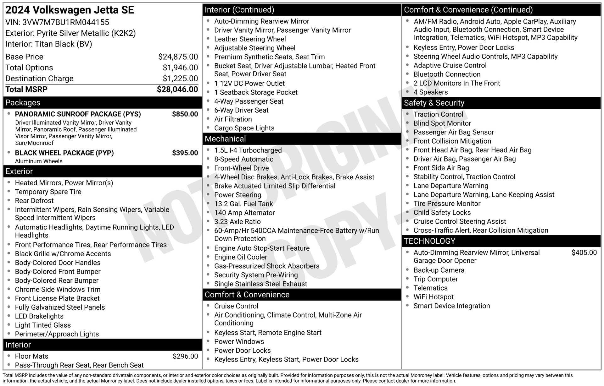 Certified 2024 Volkswagen Jetta SE w/ Panoramic Sunroof Package FWD image 3