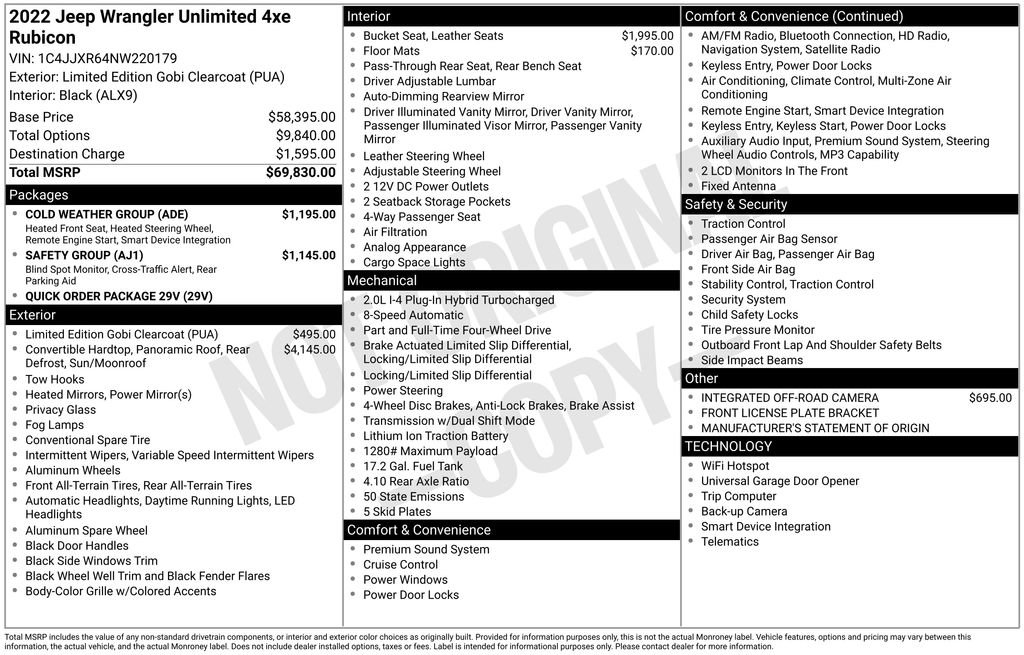 Used 2022 Jeep Wrangler Unlimited Rubicon 4xe w/ Cold Weather Group image 6