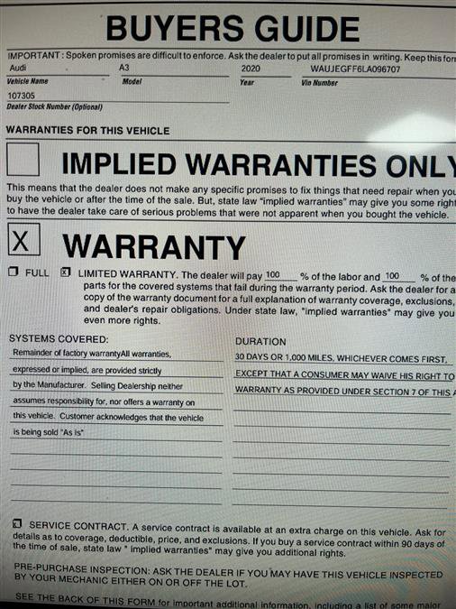 Used 2020 Audi A3 2.0T Premium Plus w/ Premium Plus Package image 10