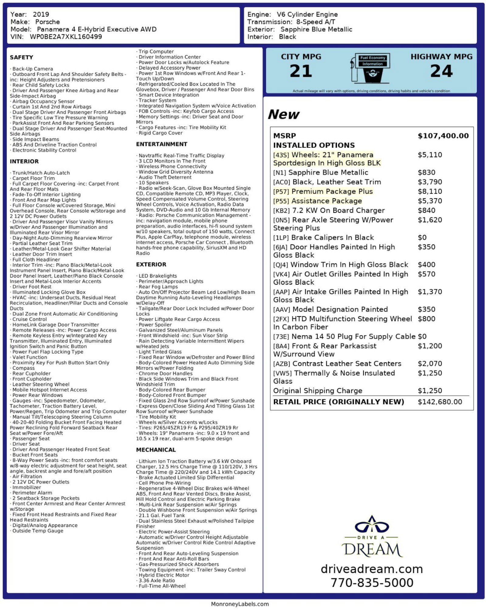 Used 2019 Porsche Panamera 4 Executive w/ Premium Package Plus image 63