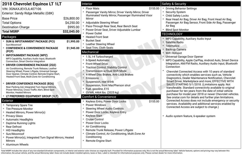 Used 2018 Chevrolet Equinox LT w/ Sun & Infotainment Package FWD image 14