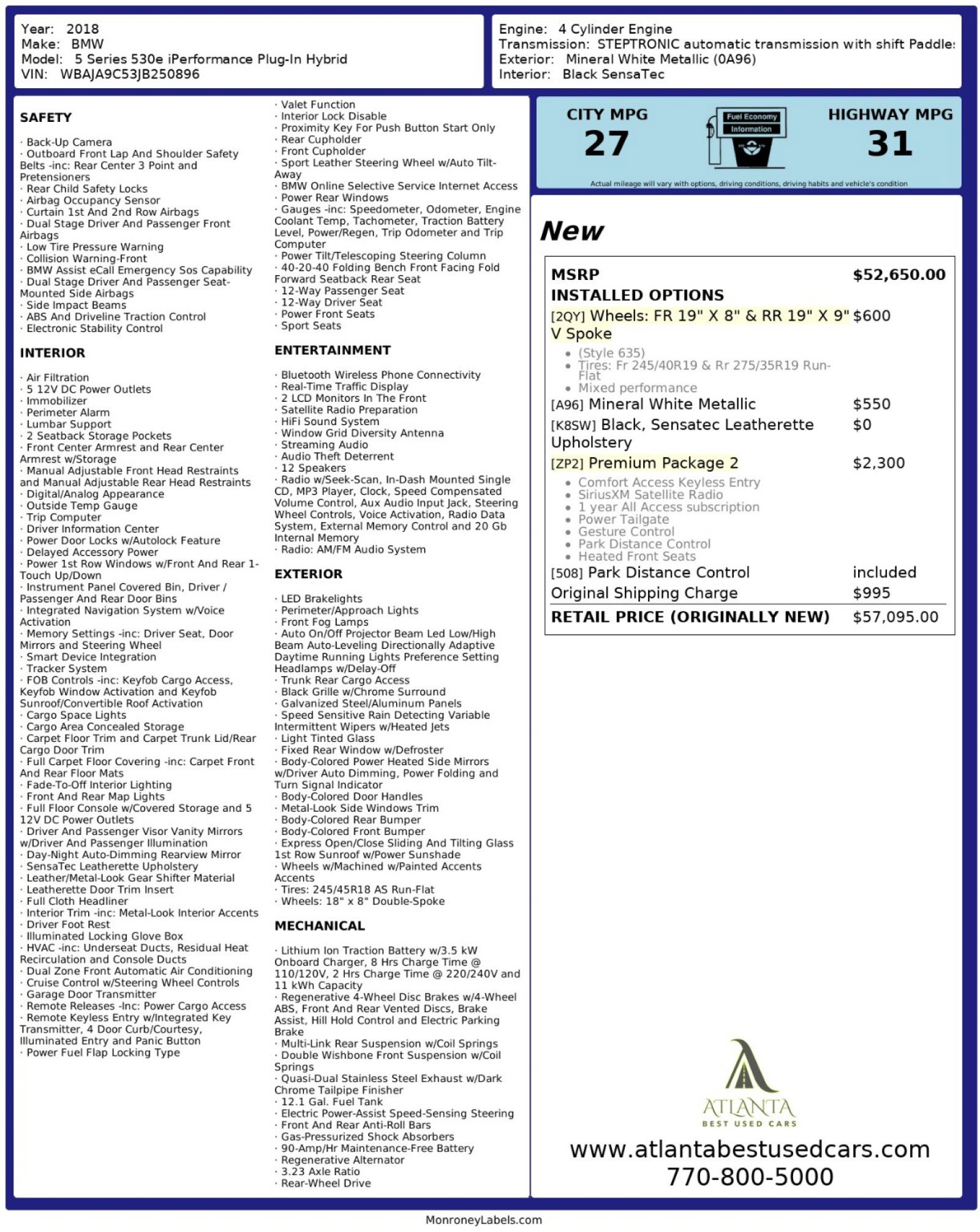 Used 2018 BMW 530e image 56