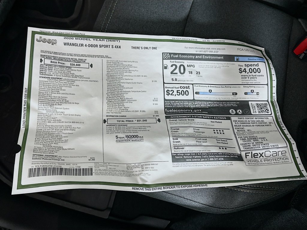 New 2026 Jeep Wrangler Unlimited Sport AWD/4WD image 12