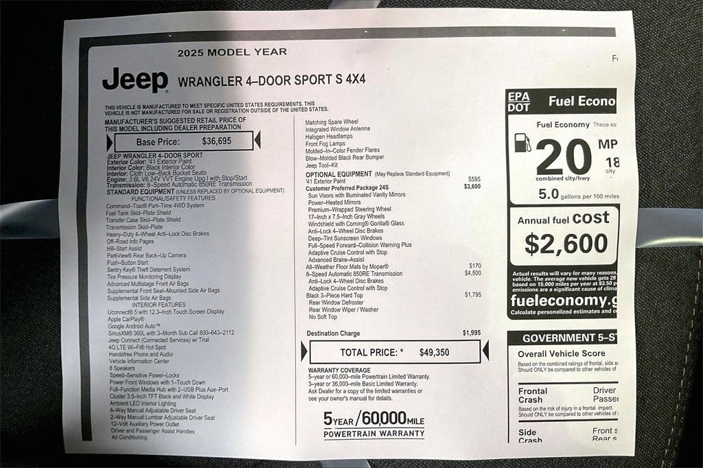 New 2025 Jeep Wrangler Sport S image 14