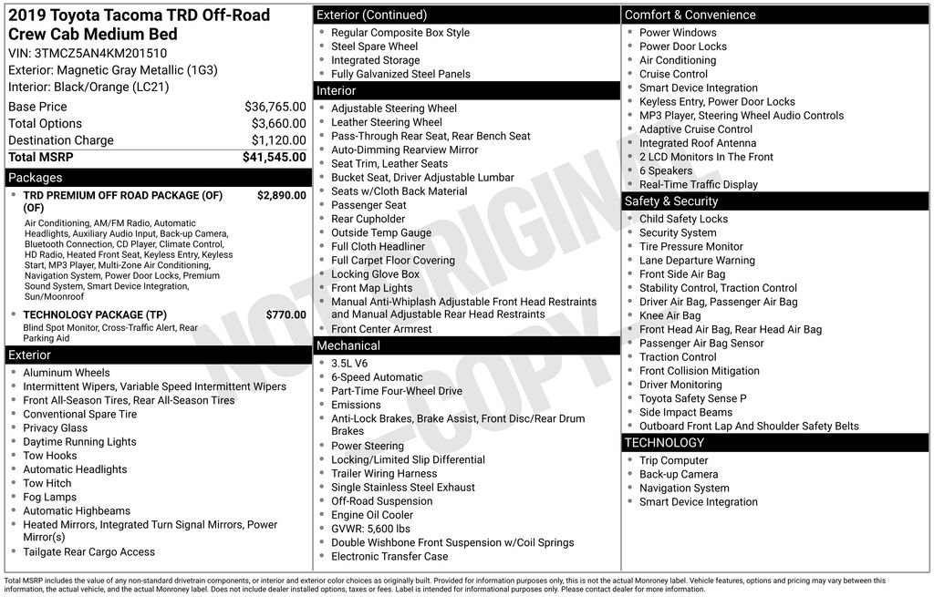 Used 2019 Toyota Tacoma TRD Off-Road image 33