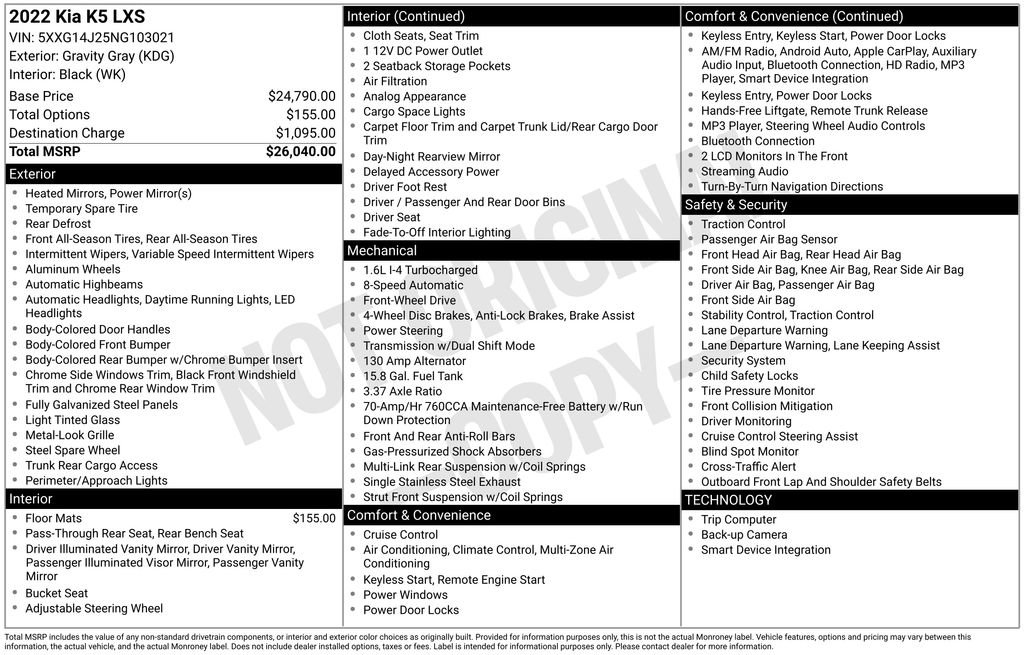 Used 2022 Kia K5 LXS image 20