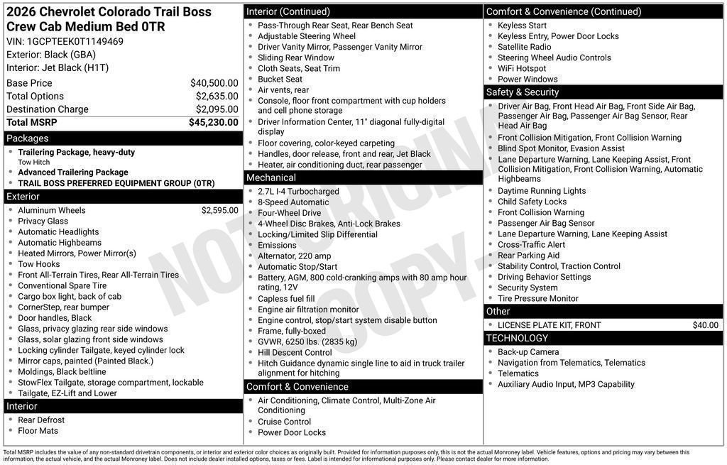 New 2026 Chevrolet Colorado Trail Boss AWD/4WD image 96