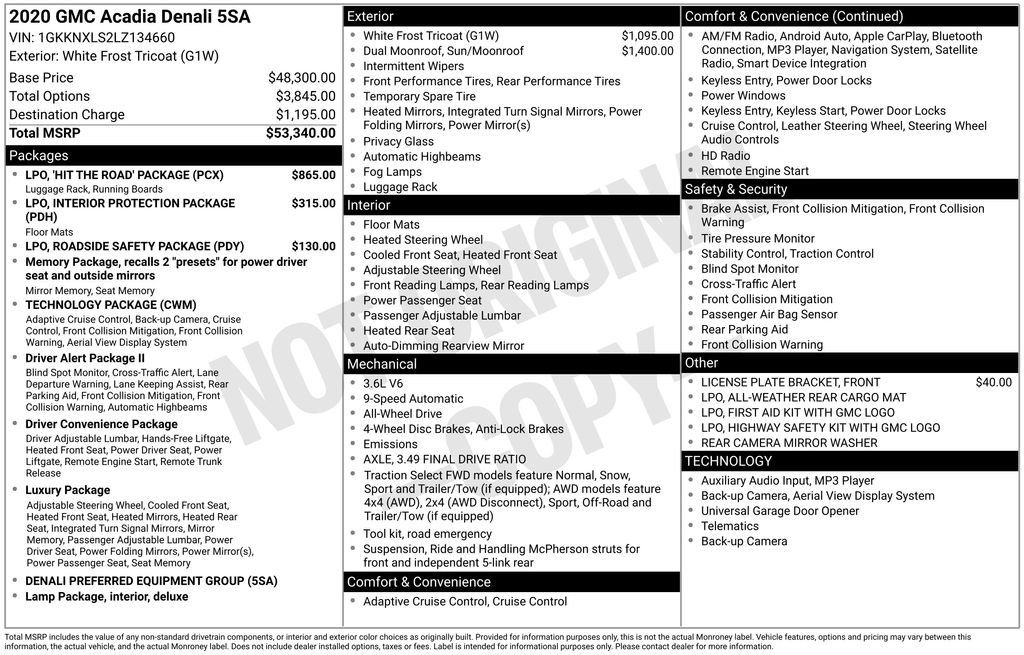 Used 2020 GMC Acadia Denali w/ LPO, 'HIT The Road' Package AWD/4WD image 30