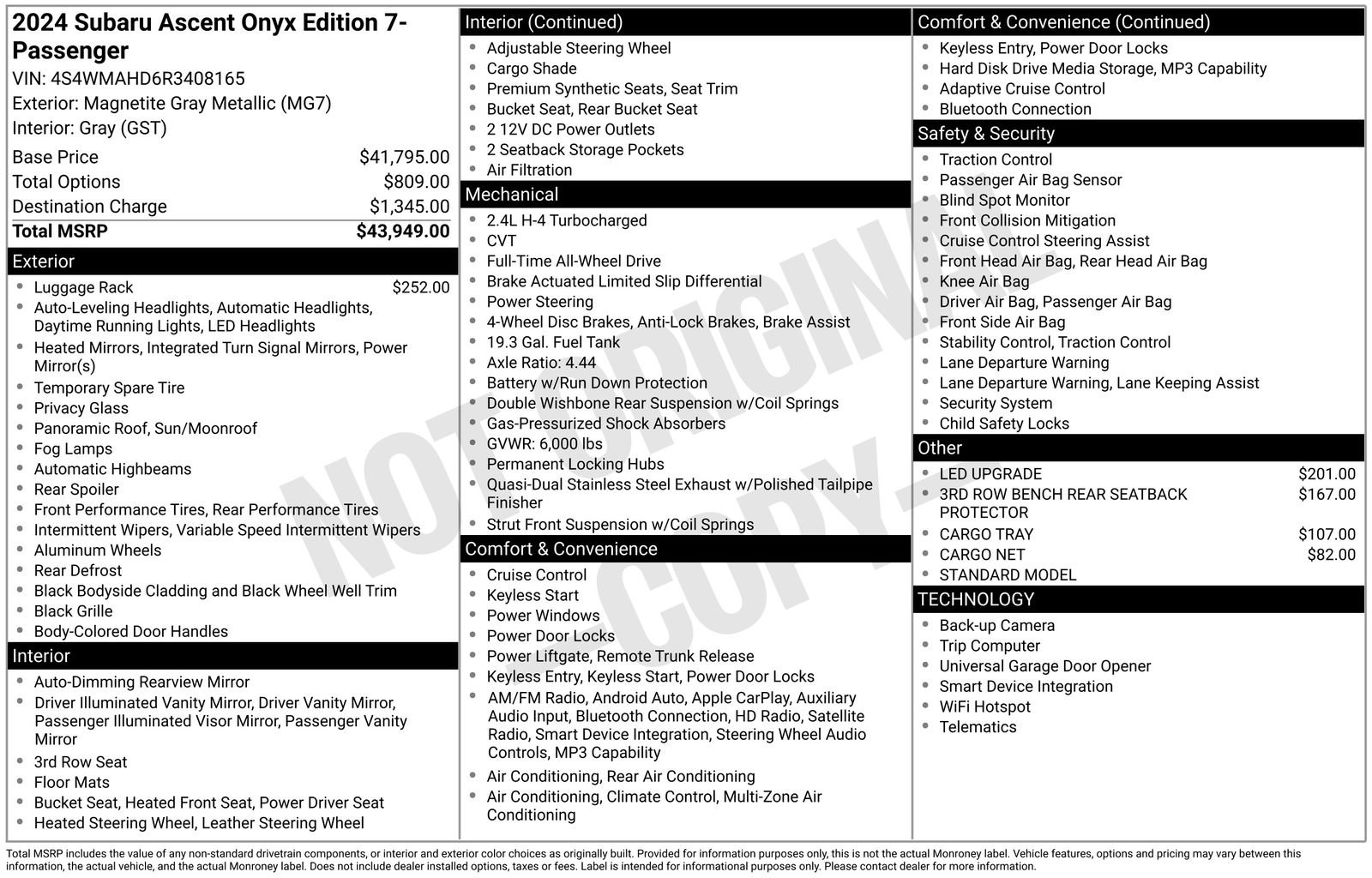 Certified 2024 Subaru Ascent Onyx Edition image 33