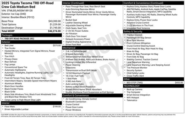 Certified 2025 Toyota Tacoma TRD Off-Road AWD/4WD image 35