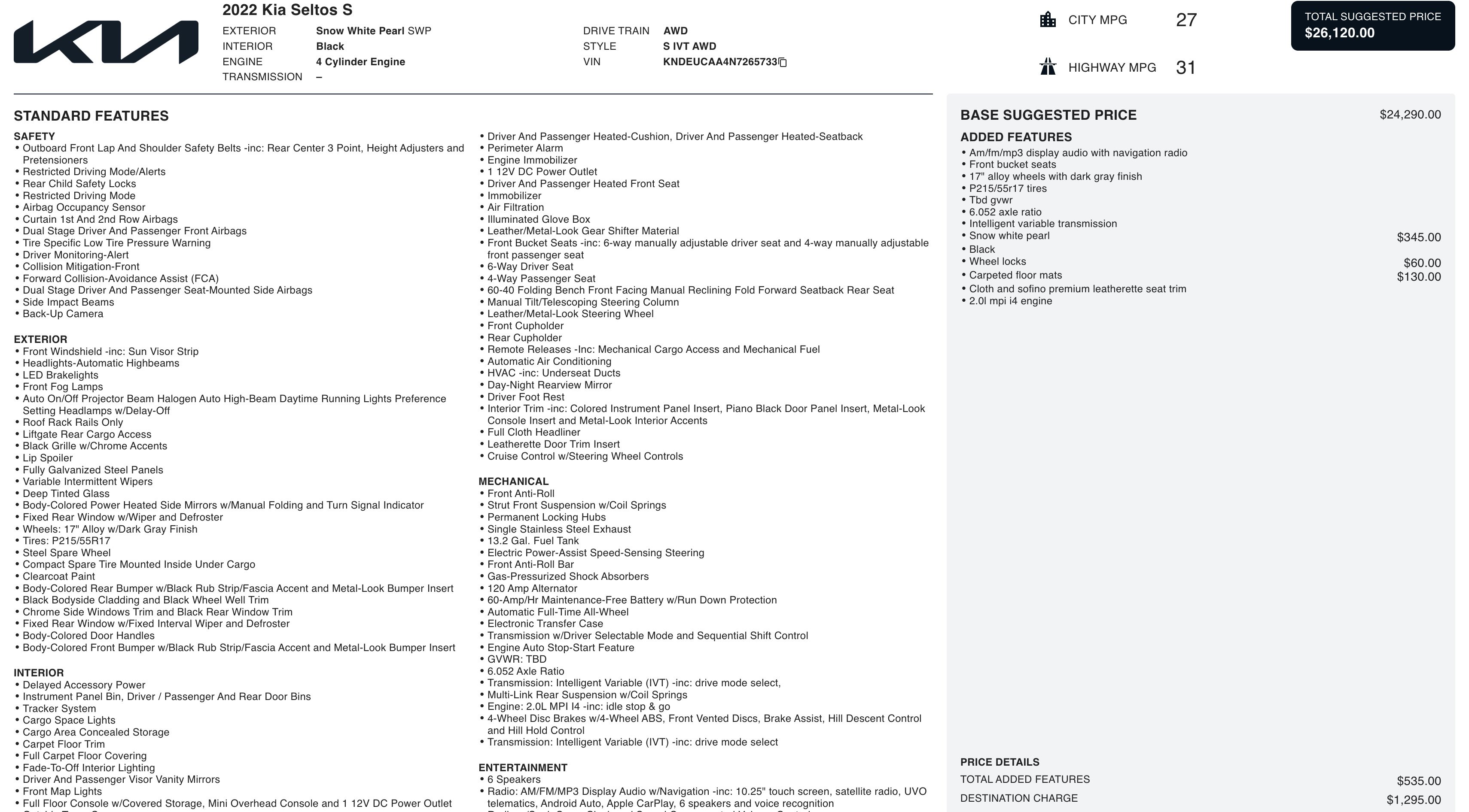 Used 2022 Kia Seltos S image 2