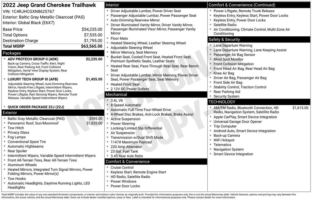 Certified 2022 Jeep Grand Cherokee Trailhawk w/ ADV Protech Group II image 6